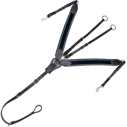 Bridles & Reins ExionPro Wide Elastic 3 Point Breastplate - Navy Blue Elastic with White Lines