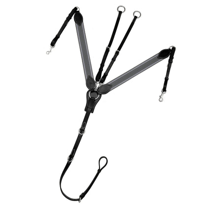 Bridles & Reins ExionPro Wide Elastic 3 Point Breastplate - Grey Elastic with White Lines
