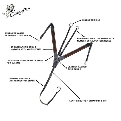 Bridles & Reins ExionPro Wide Elastic 3 Point Breastplate - Matching Elastic