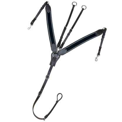 Bridles & Reins ExionPro Wide Elastic 3 Point Breastplate - Navy Blue Elastic with White Lines