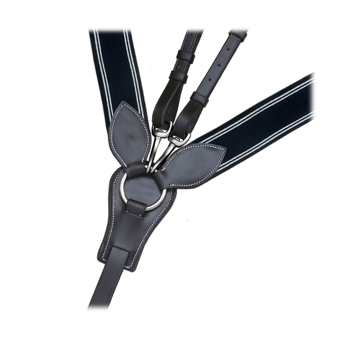 Bridles & Reins ExionPro Wide Elastic 3 Point Breastplate - Navy Blue Elastic with White Lines
