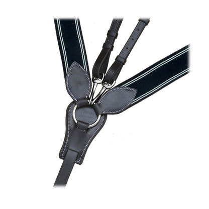 Bridles & Reins ExionPro Wide Elastic 3 Point Breastplate - Navy Blue Elastic with White Lines