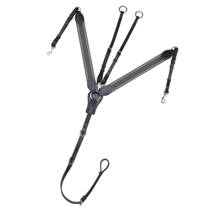 Bridles & Reins ExionPro Wide Elastic 3 Point Breastplate - Grey Elastic with White Lines