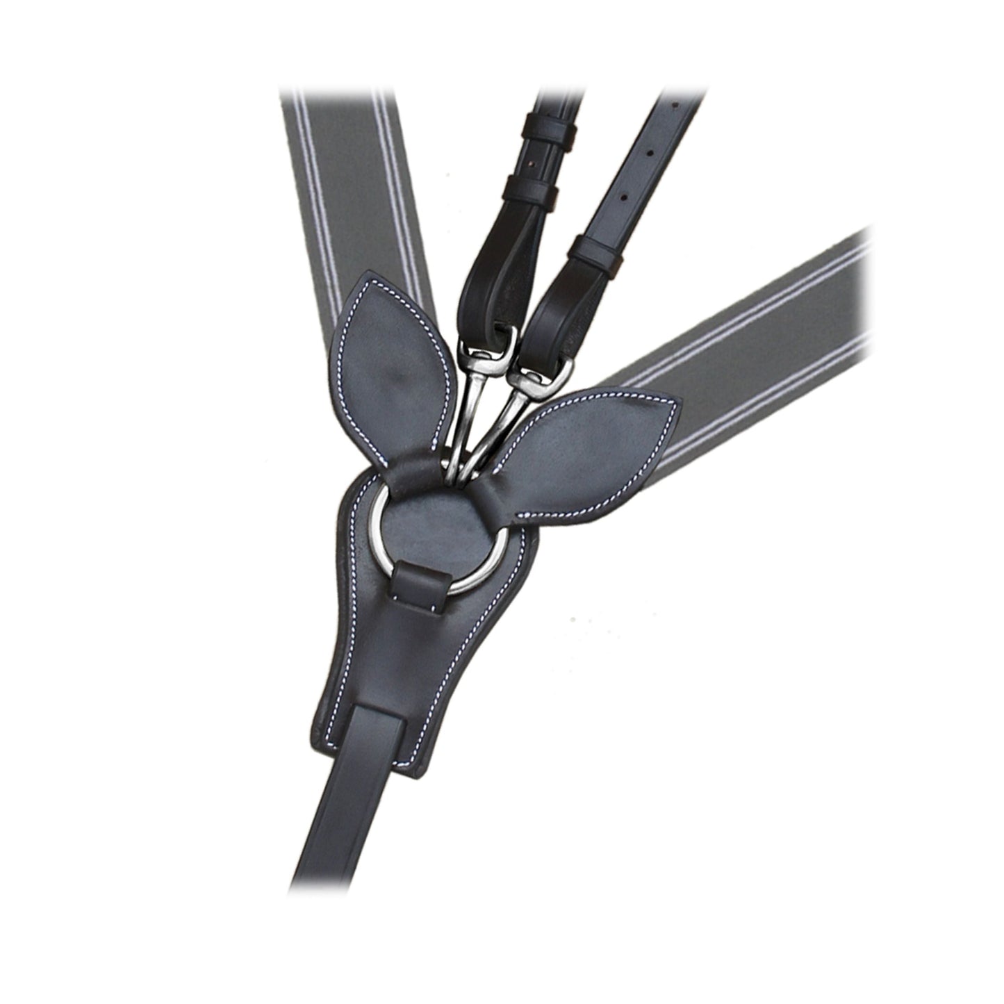 Bridles & Reins ExionPro Wide Elastic 3 Point Breastplate - Grey Elastic with White Lines