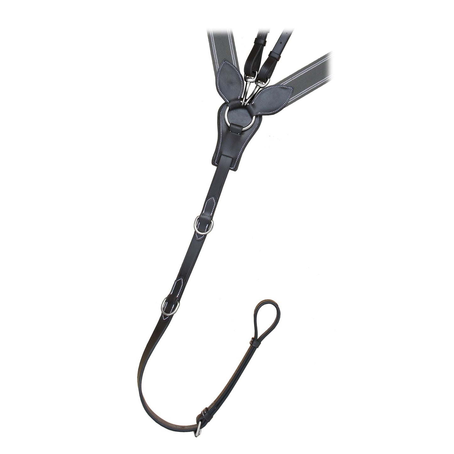 Bridles & Reins ExionPro Wide Elastic 3 Point Breastplate - Grey Elastic with White Lines