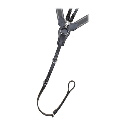 Bridles & Reins ExionPro Wide Elastic 3 Point Breastplate - Grey Elastic with White Lines