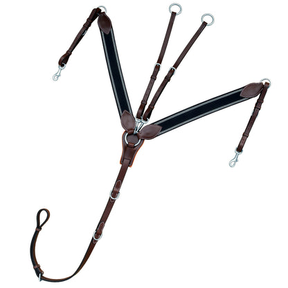 Bridles & Reins ExionPro Wide Elastic 3 Point Breastplate - Navy Blue Elastic with White Lines