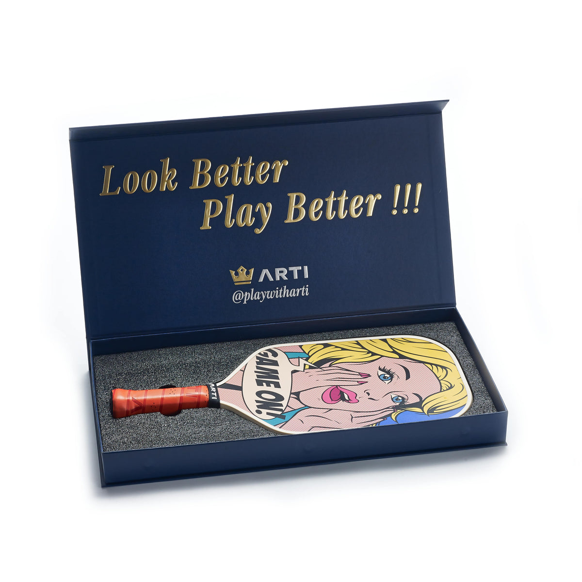 ARTI 16mm T700 Carbon Fiber Kristen & Kristy "GAME ON" Pickleball Paddle - USA Pickleball Approved