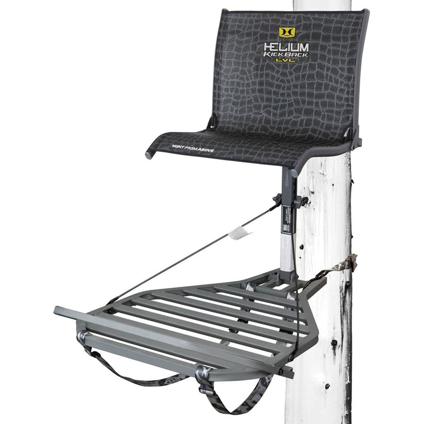 Hawk Helium Kickback Hang On Tree Stand w/Footrest & Set of 3 Climbing Sticks