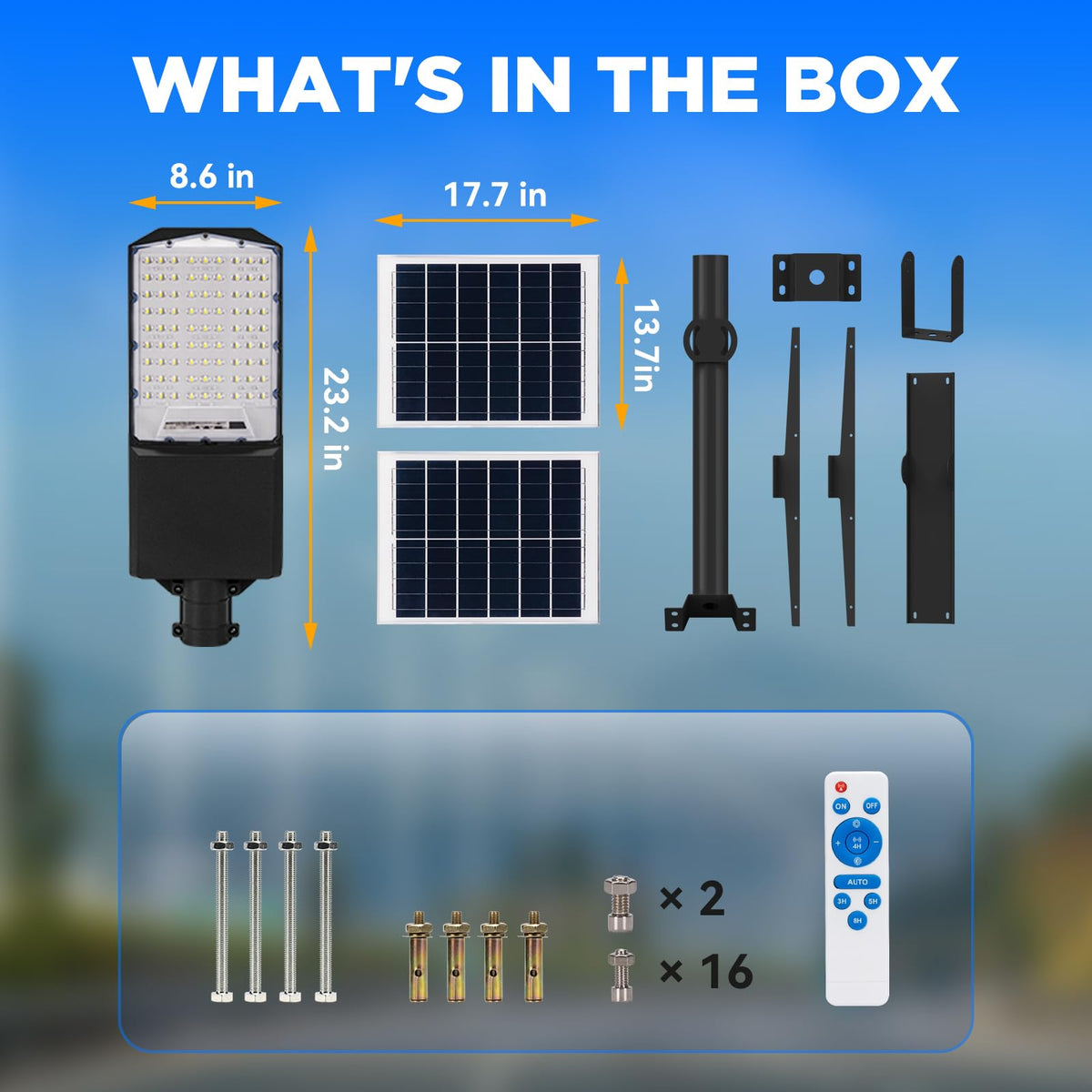 Langy Solar Lights 1500W solar street light with 20ft /16ft pole