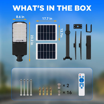 Langy Solar Lights 1500W solar street light with 20ft /16ft pole