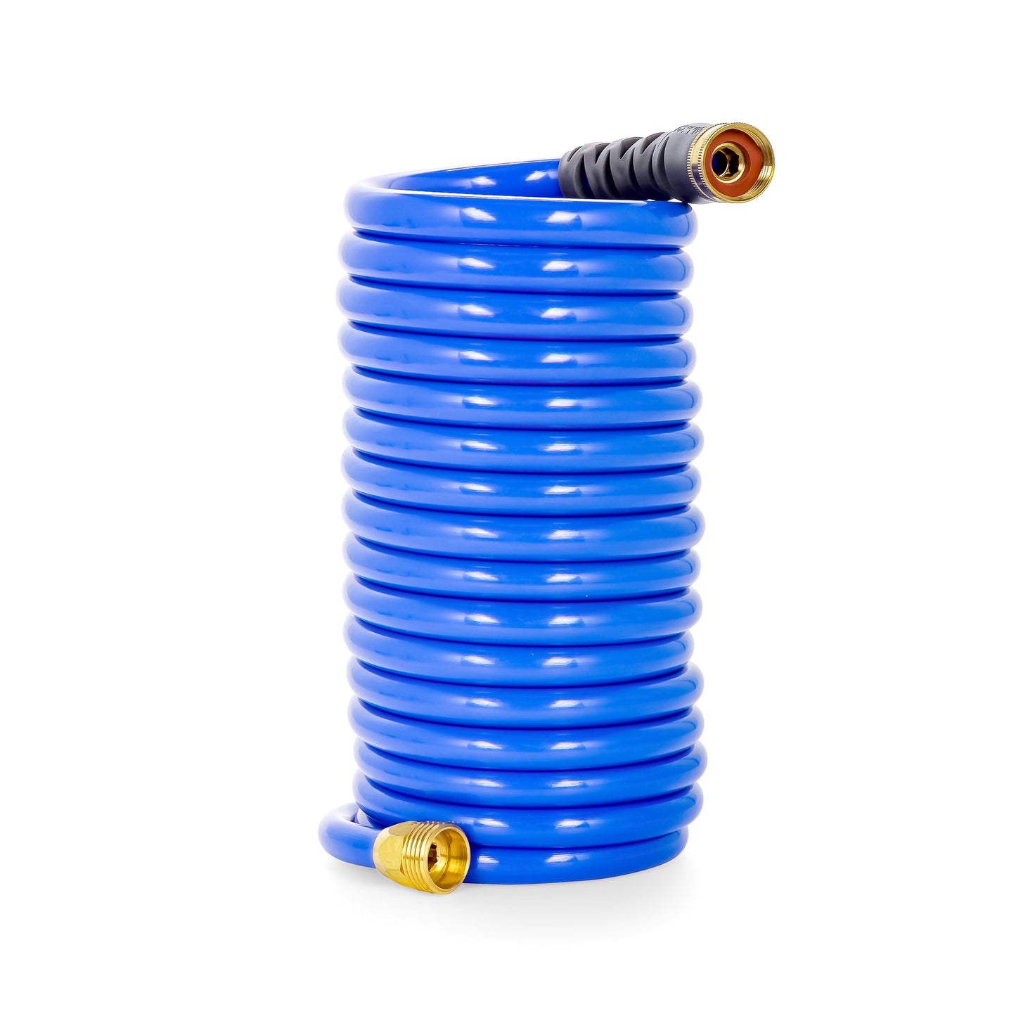 Camco 20 Foot Marine & Gardening Self Coiling Water Hose with Brass Fittings
