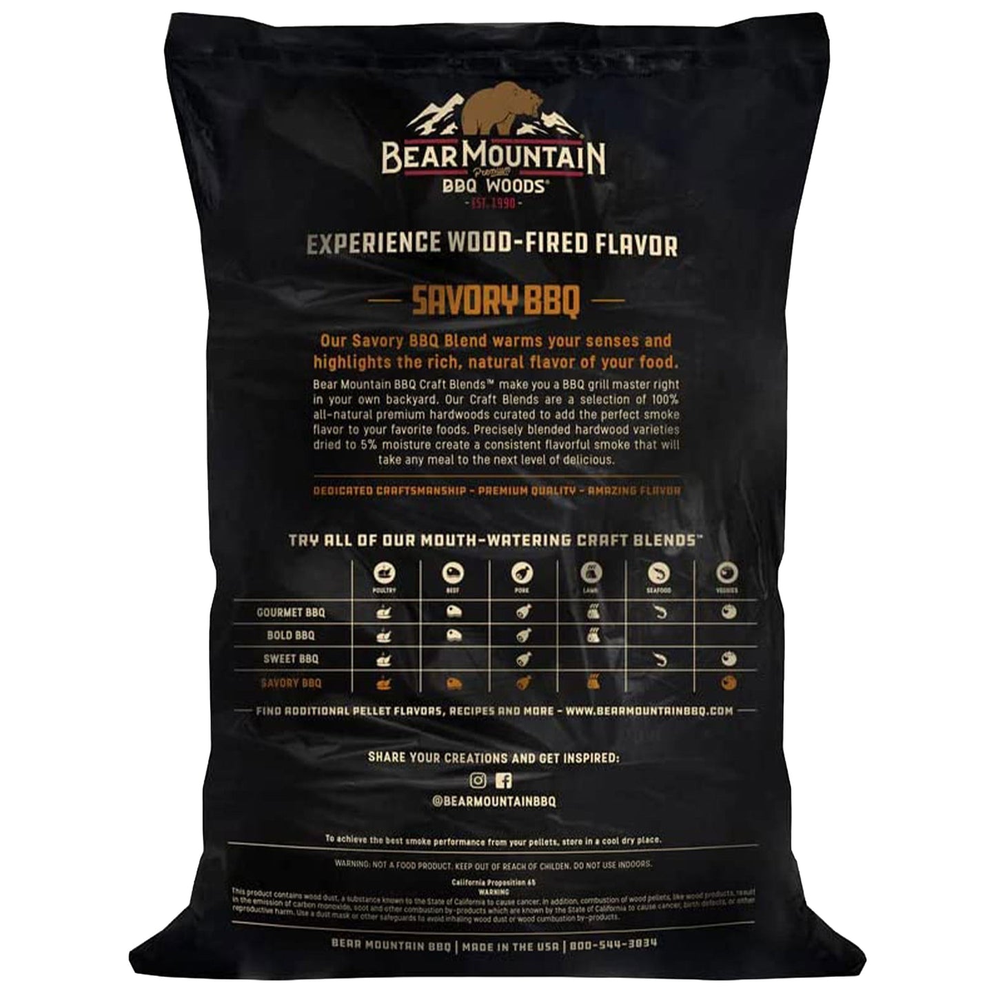 Bear Mountain BBQ Hardwood Savory Craft Blends Grill Smoker Pellets, 20 Pounds