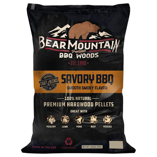 Bear Mountain BBQ Hardwood Savory Craft Blends Grill Smoker Pellets, 20 Pounds