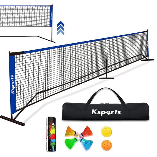 Ksports Pickleball Set w/22' Net, LED Shuttlecocks, Carry Bag & Game Balls, Blue