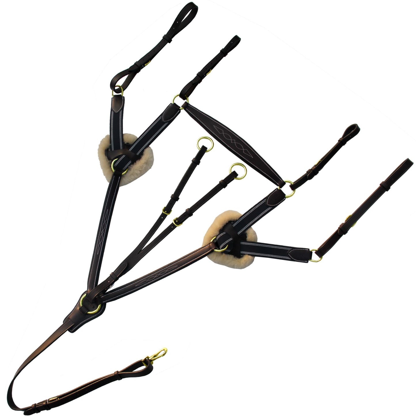 Bridles & Reins ExionPro 5 Point Breastplate - Navy Blue Elastic with White Lines