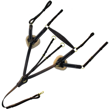 Bridles & Reins ExionPro 5 Point Breastplate - Navy Blue Elastic with White Lines