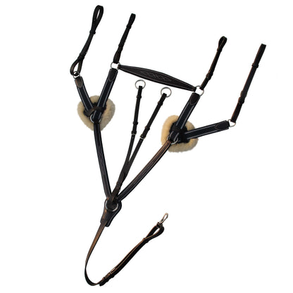 Bridles & Reins ExionPro 5 Point Breastplate - Navy Blue Elastic with White Lines