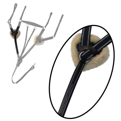 Bridles & Reins ExionPro 5 Point Breastplate - Navy Blue Elastic with White Lines