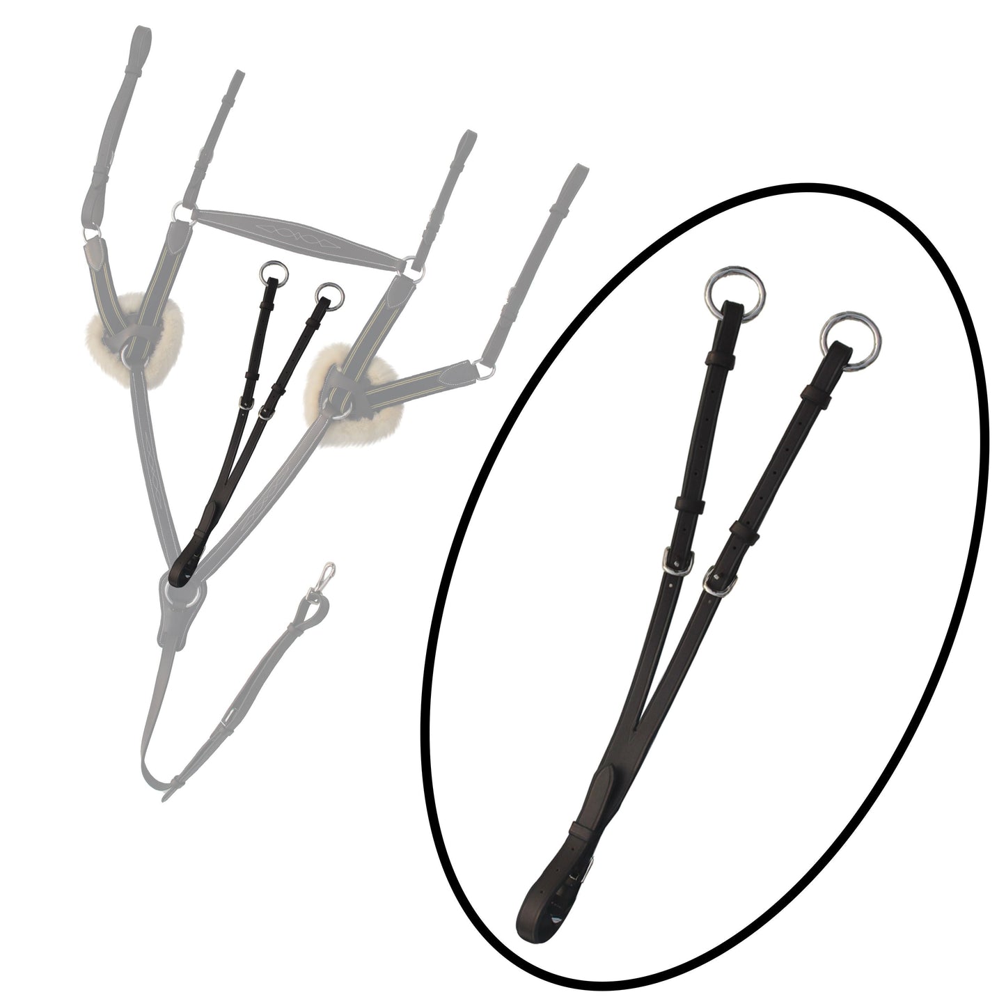 Bridles & Reins ExionPro 5 Point Breastplate - Navy Blue Elastic with Yellow Line