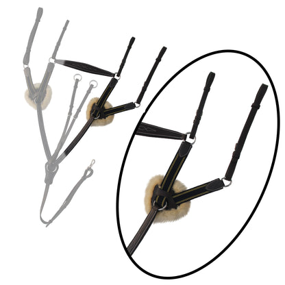 Bridles & Reins ExionPro 5 Point Breastplate - Navy Blue Elastic with Yellow Line