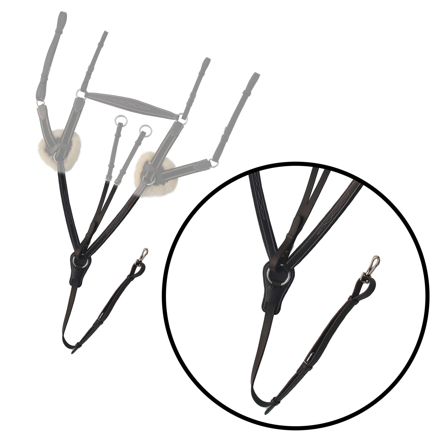 Bridles & Reins ExionPro 5 Point Breastplate - Navy Blue Elastic with Yellow Line