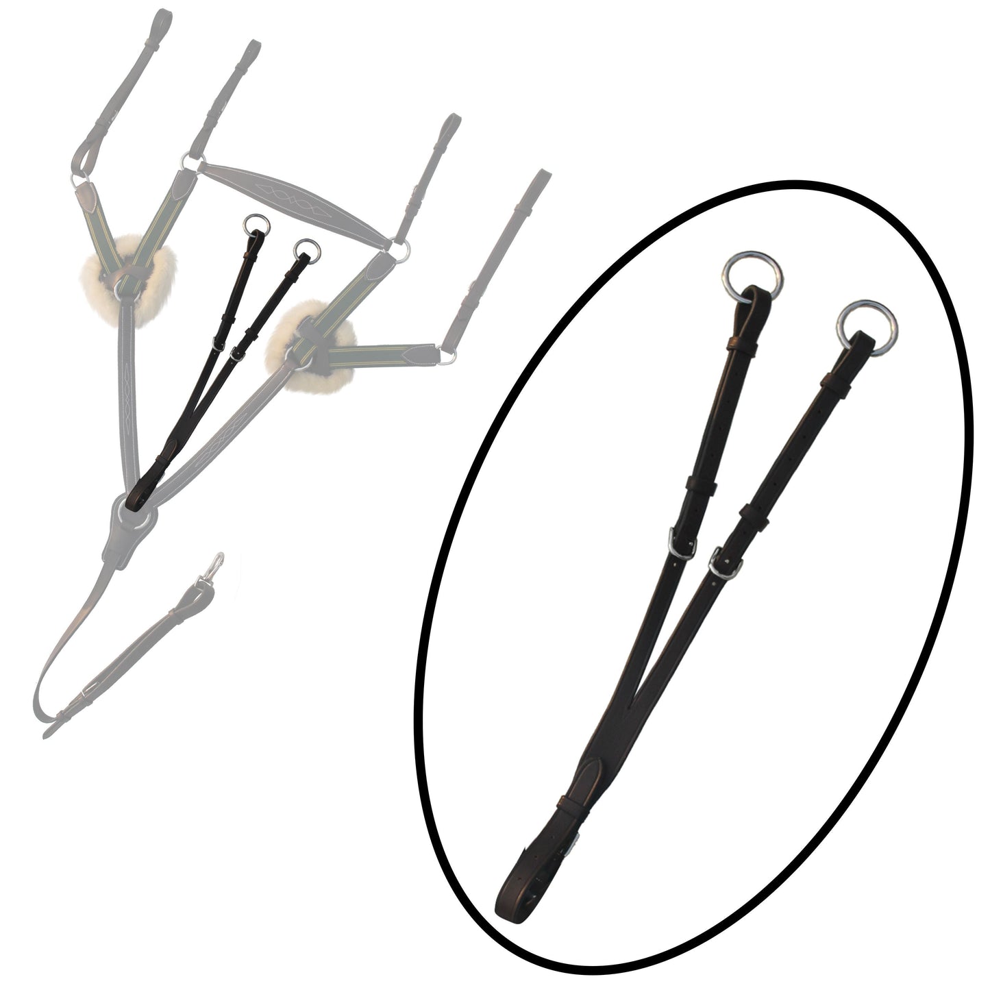 Bridles & Reins ExionPro 5 Point Breastplate - Green Elastic with Yellow Lines