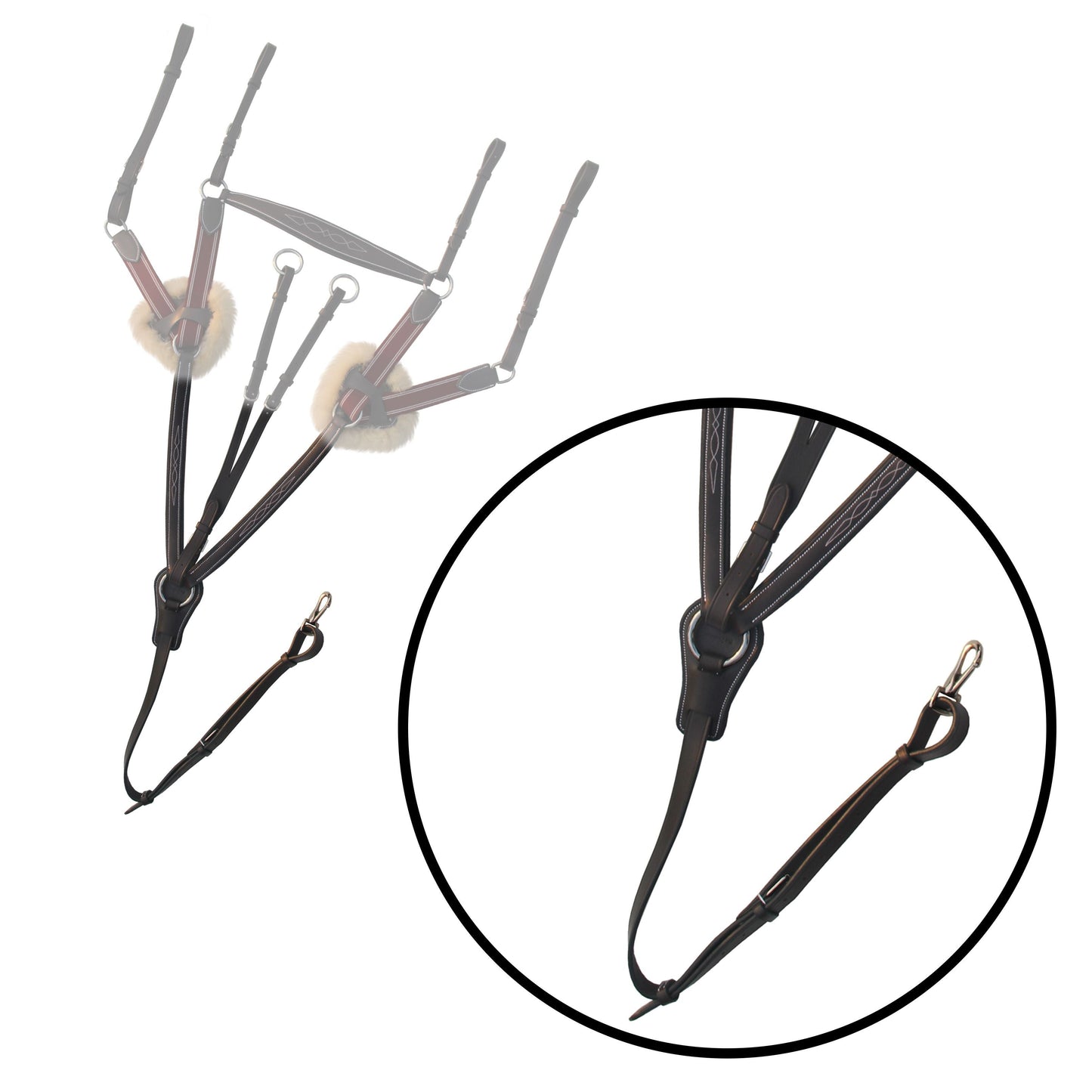 Bridles & Reins ExionPro 5 Point Breastplate - Burgundy Elastic with White Strips