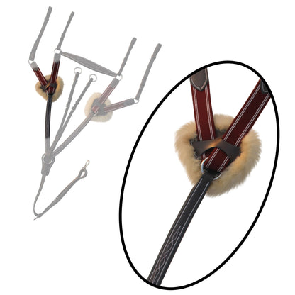 Bridles & Reins ExionPro 5 Point Breastplate - Burgundy Elastic with White Strips