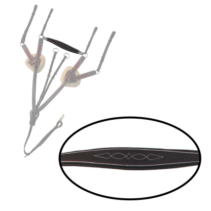 Bridles & Reins ExionPro 5 Point Breastplate - Burgundy Elastic with White Strips