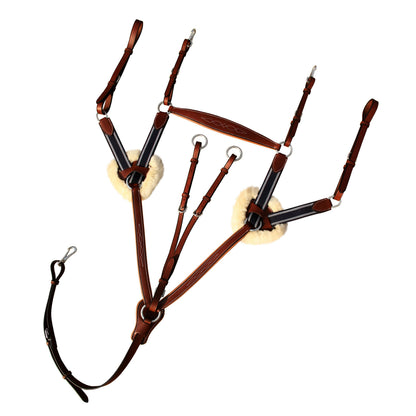 Bridles & Reins ExionPro 5 Point Breastplate - Navy Blue Elastic with White Lines
