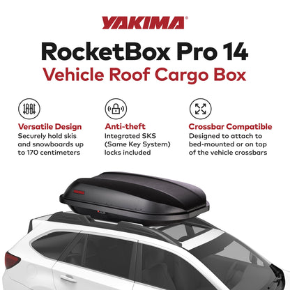 Yakima RocketBox Pro 14 Roof Cargo Box Carrier for StreamLine Crossbar, Black