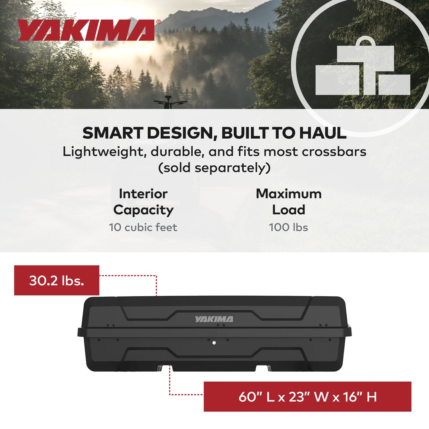 Yakima DeepSpace 10 Cubic ft. Vehicle Cargo Box with Universal Mounting Hardware