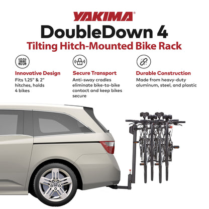 Yakima DoubleDown 4 Tilting Hitch-Mounted Bike Rack for Cars, SUVs, Trucks