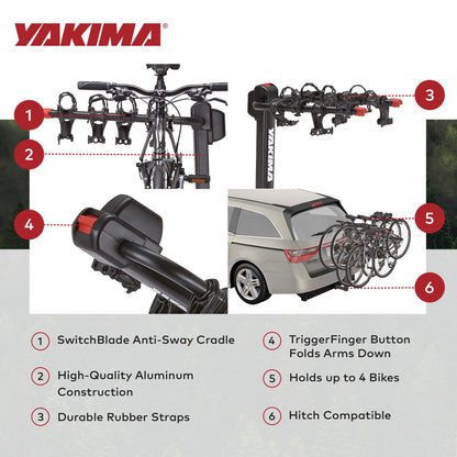 Yakima DoubleDown 4 Tilting Hitch-Mounted Bike Rack for Cars, SUVs, Trucks