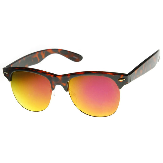 zeroUV  - New Flash Mirrored Lens Horned Rim Half Frame Sunglasses 8927