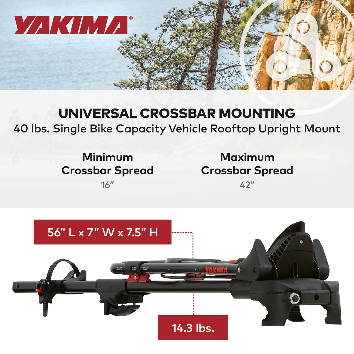 Yakima FrontLoader 1 Bike Car Rooftop Mount, Fits StreamLine Crossbar Black