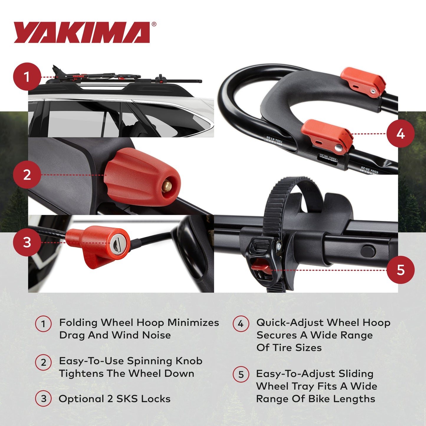 Yakima FrontLoader 1 Bike Car Rooftop Mount, Fits StreamLine Crossbar Black