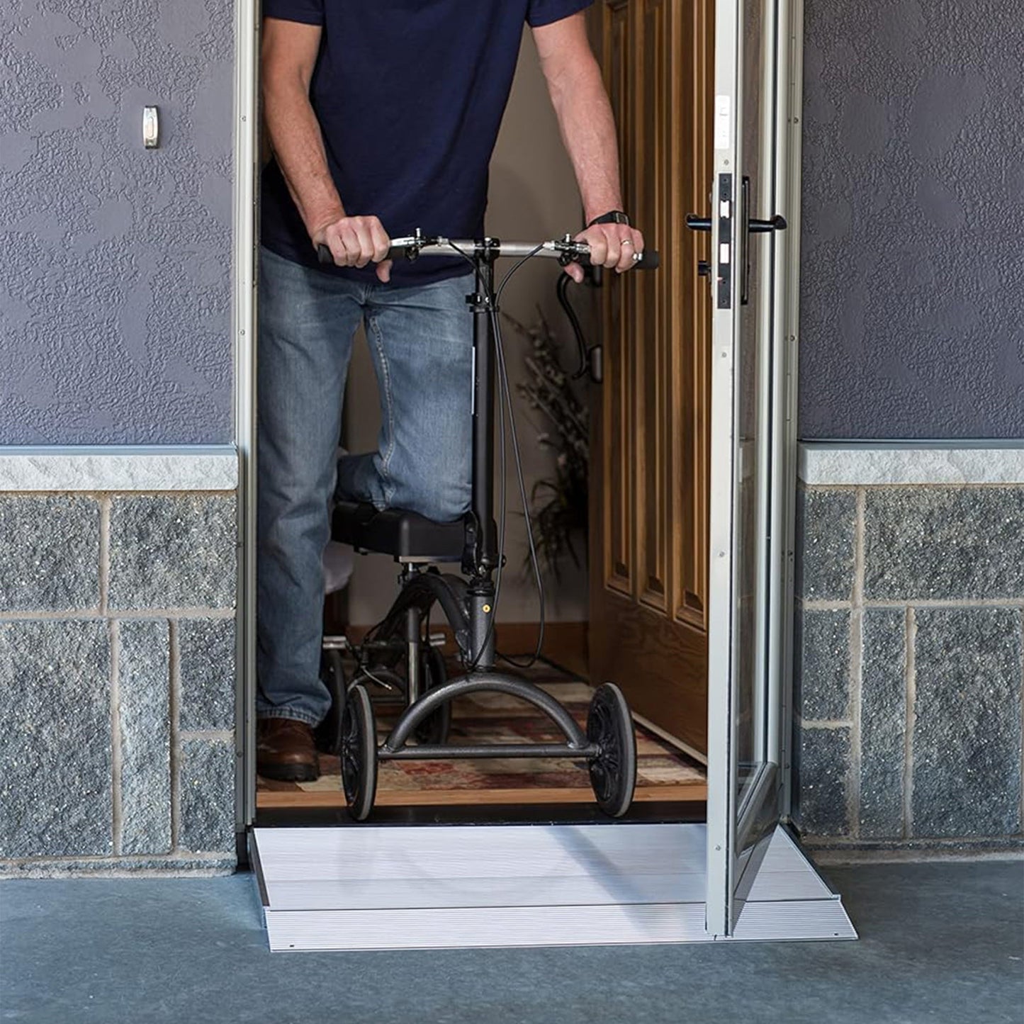 EZ-ACCESS TRANSITIONS 12” Portable Self Supporting Aluminum Angled Entry Ramp