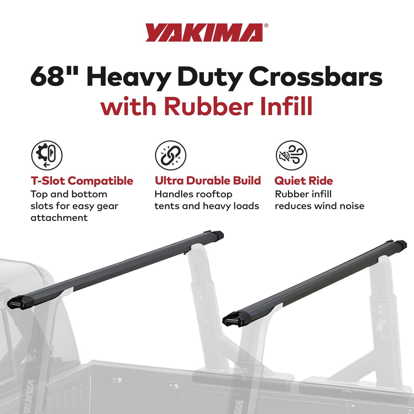 Yakima 68 Inch Heavy Duty Crossbars w/Rubber Infill, Works w/StreamLine Towers