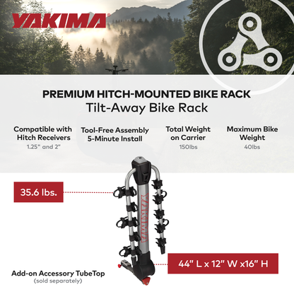 Yakima RidgeBack Tilt Away Hitch Bike Rack Holds 5 Bikes for Cars, SUVs, Trucks