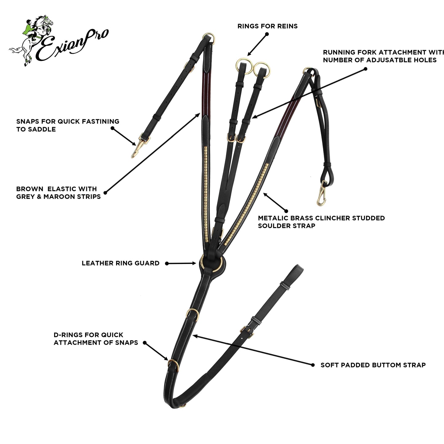 Bridles & Reins ExionPro SS / Brass Clincher Breastplate