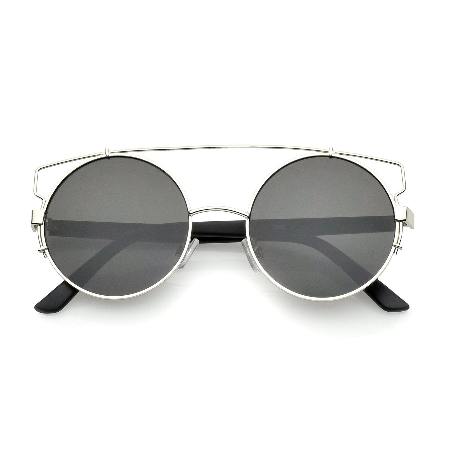zeroUV Retro Modern Oversize Round Flat Lens Crossbar Sunglasses A540