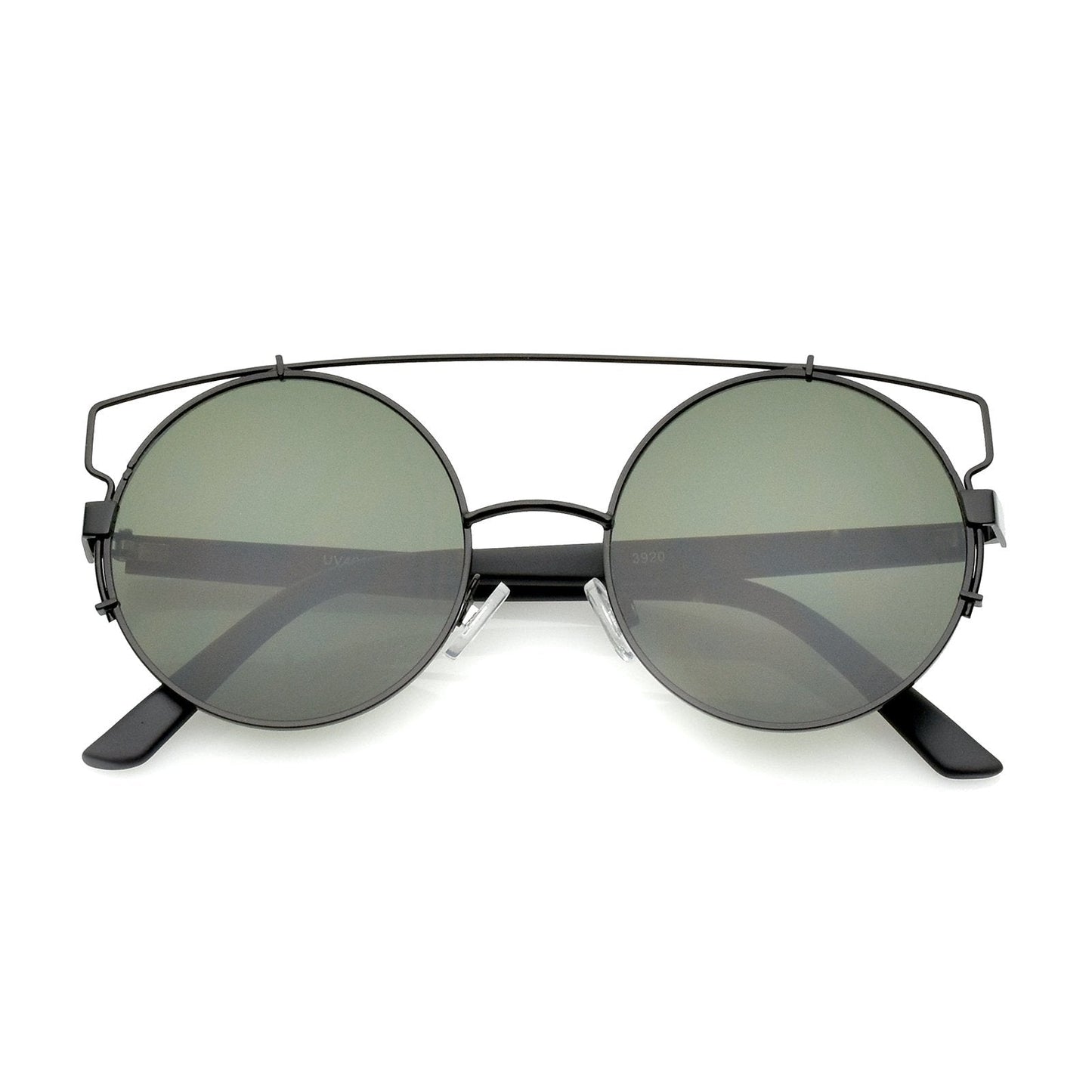 zeroUV Retro Modern Oversize Round Flat Lens Crossbar Sunglasses A540