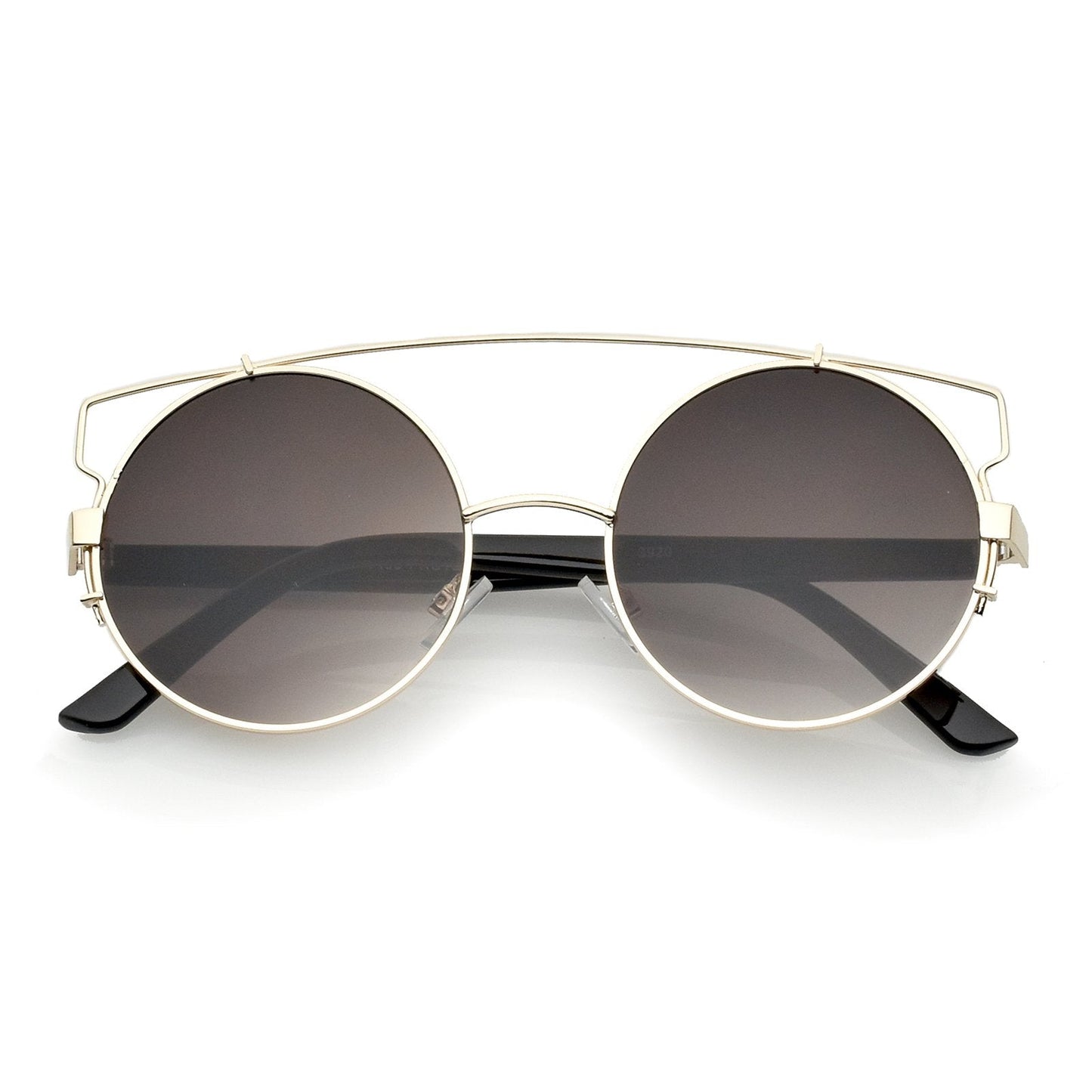 zeroUV Retro Modern Oversize Round Flat Lens Crossbar Sunglasses A540