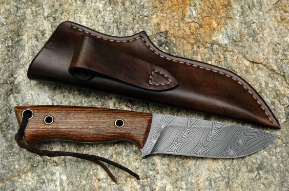 KBS Knives EDC Damascus Hunting Skinning Knife