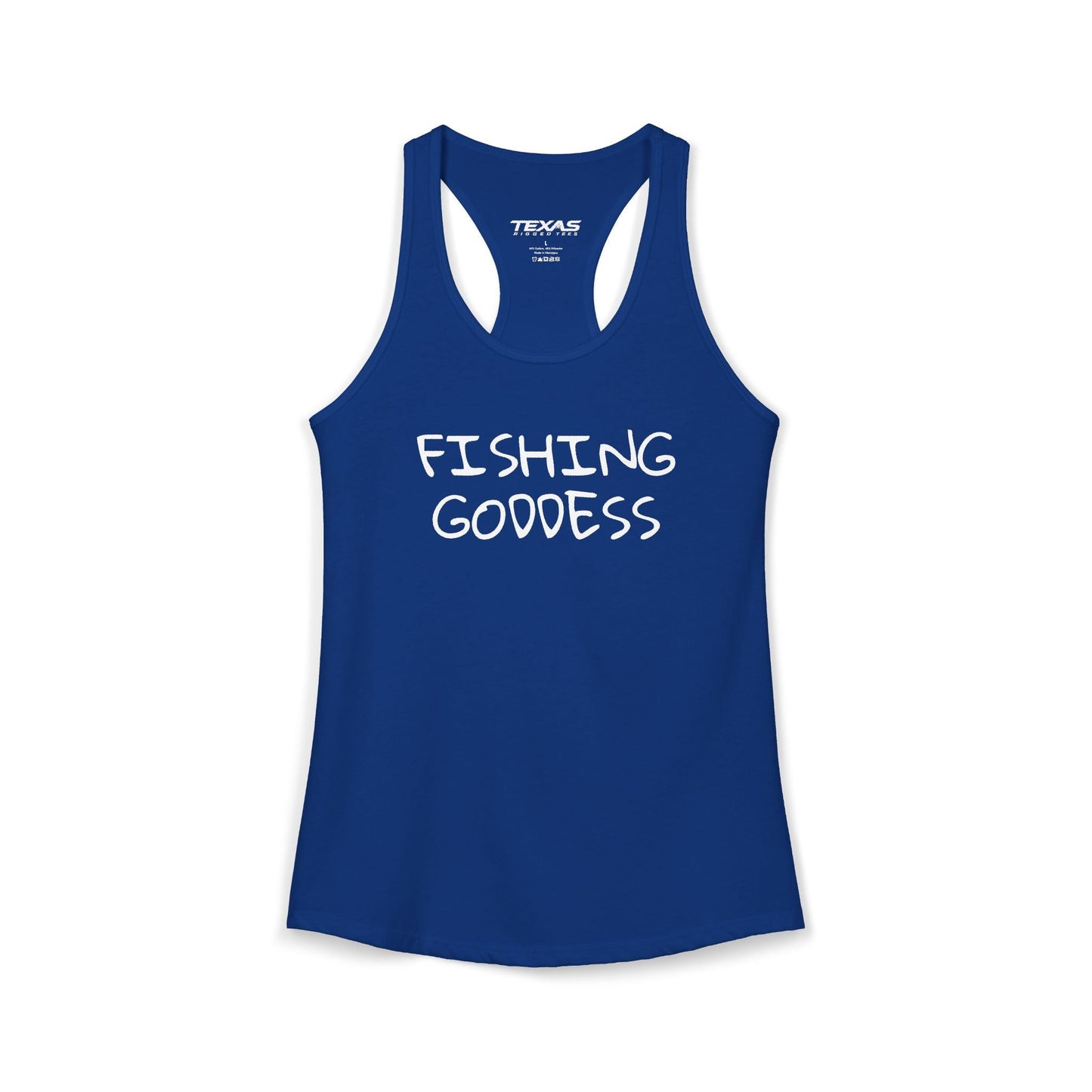 Texas Rigged Tees Fishing Goddess — Women’s Racerback Tank