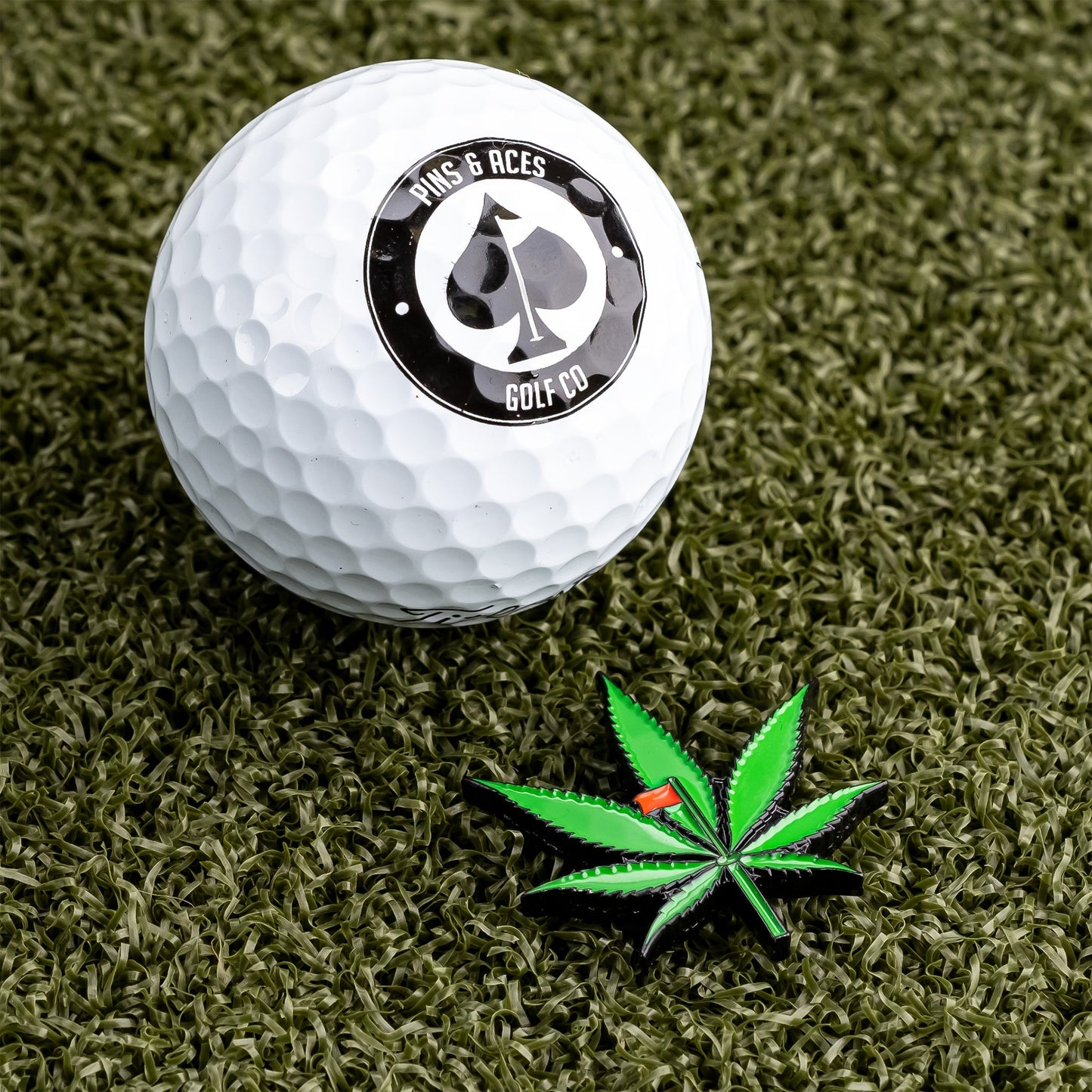 Pins and Aces Pot Leaf Ball Marker