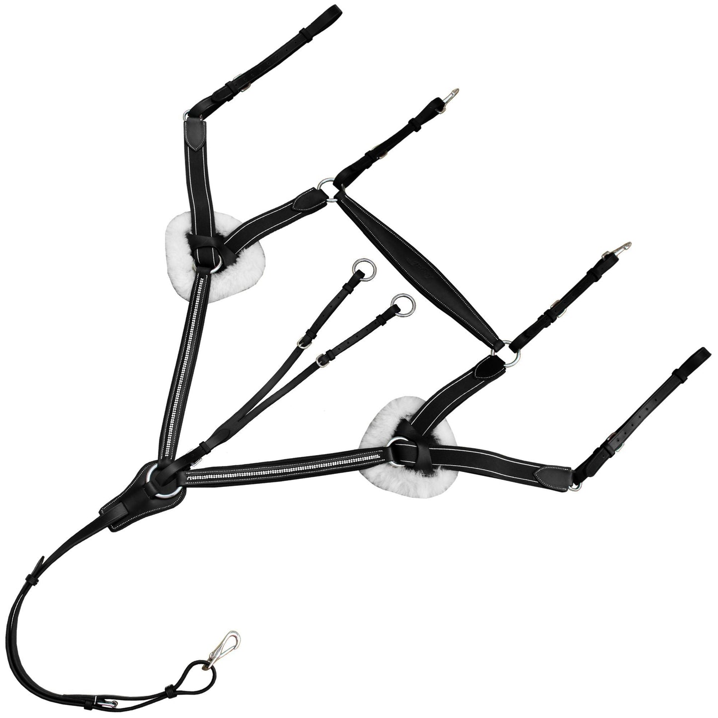 Bridles & Reins ExionPro 5 Point Bling Breastplate with Elastic & Sheepskin Padding