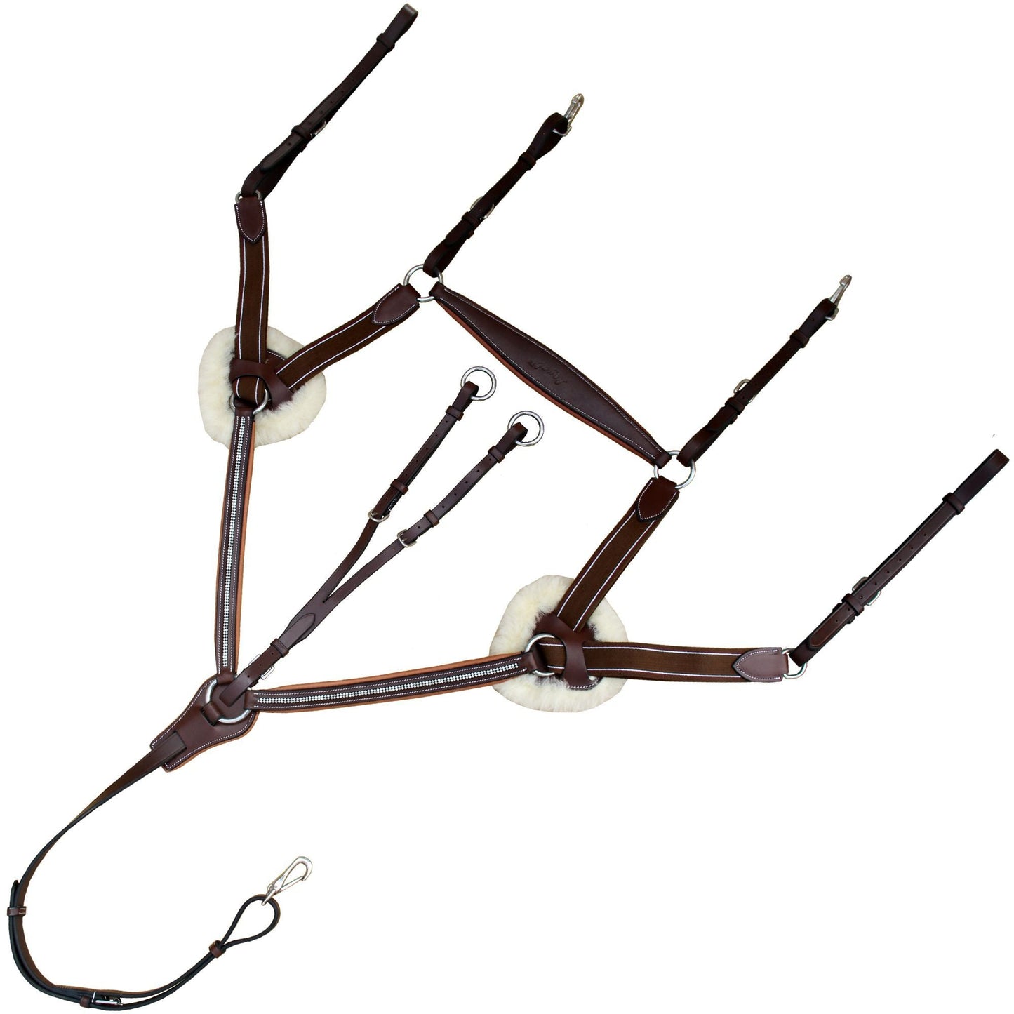 Bridles & Reins ExionPro 5 Point Bling Breastplate with Elastic & Sheepskin Padding